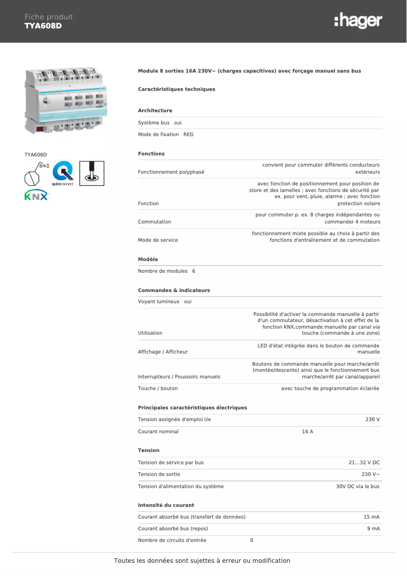 Imagen de la primera página del manual del dispositivo TYA608D