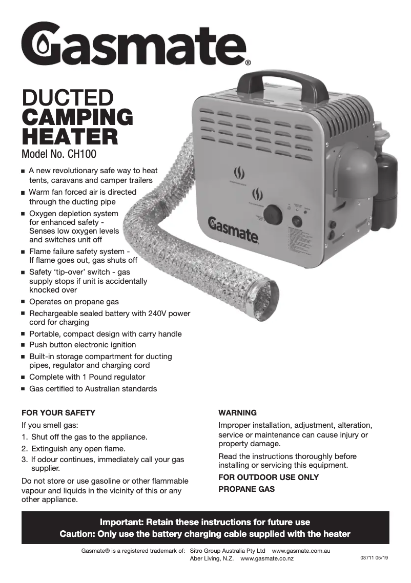 Imagen de la primera página del manual del dispositivo CH100