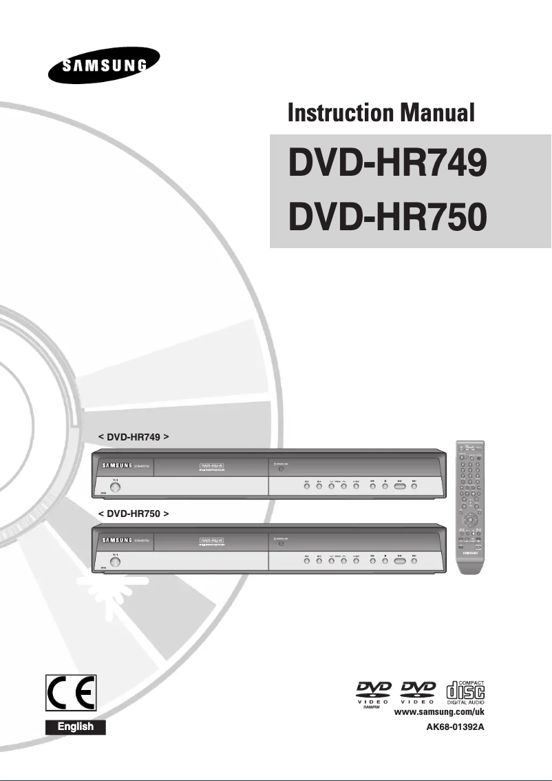 Imagen de la primera página del manual del dispositivo DVD-HR750