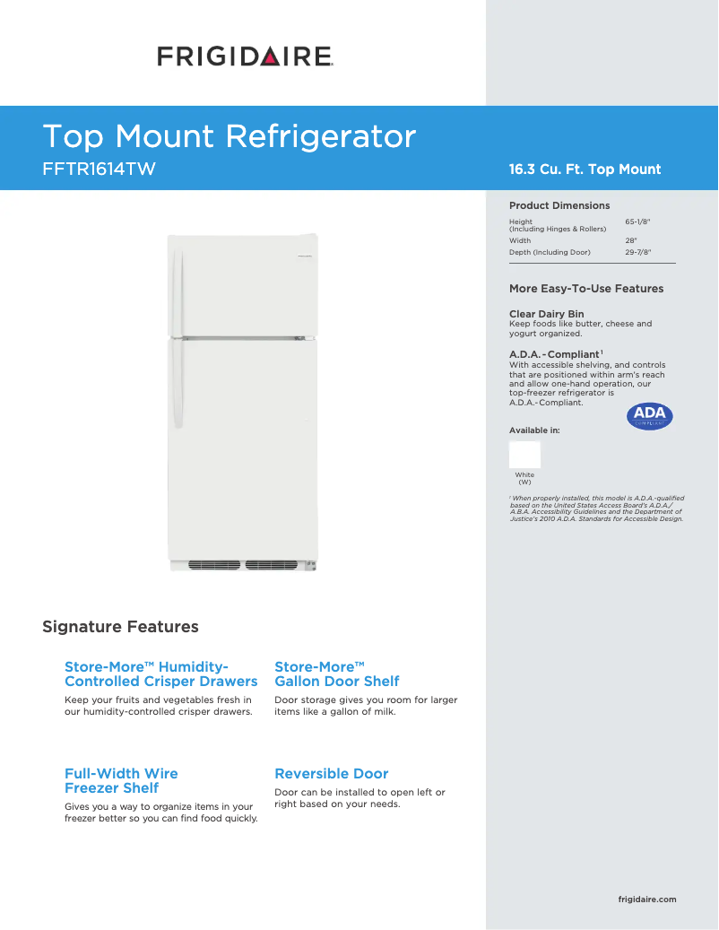 Imagen de la primera página del manual del dispositivo FFTR1614T