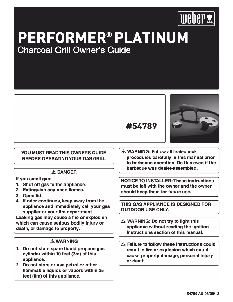 Página 1 del manual Instrucciones / montaje Weber Performer Platinum