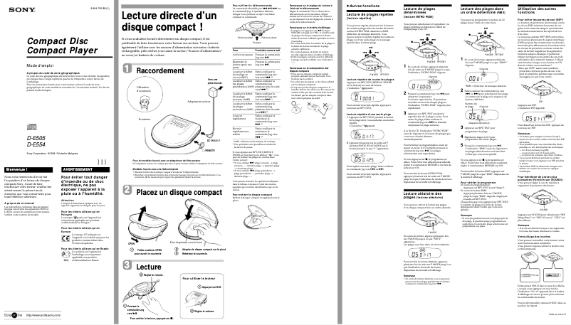 Página 1 del manual Manual de usuario Sony Discman D-E554