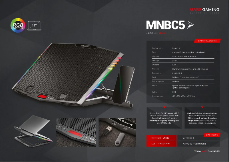 Página 1 del manual Ficha técnica Mars Gaming MNBC5