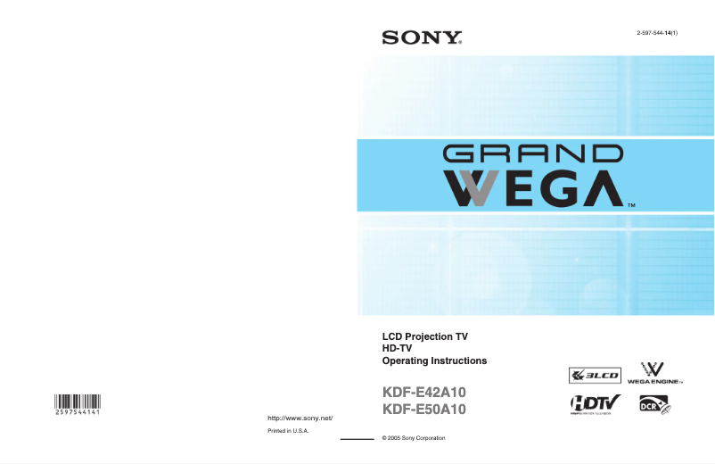 Página 1 del manual Manual de usuario Sony KDF-E50A10