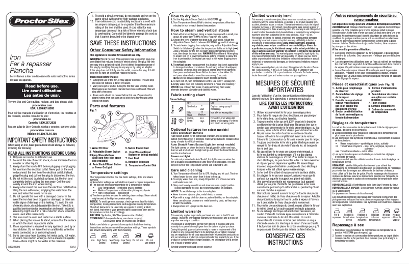 Página 1 del manual Manual de usuario Proctor Silex 17175