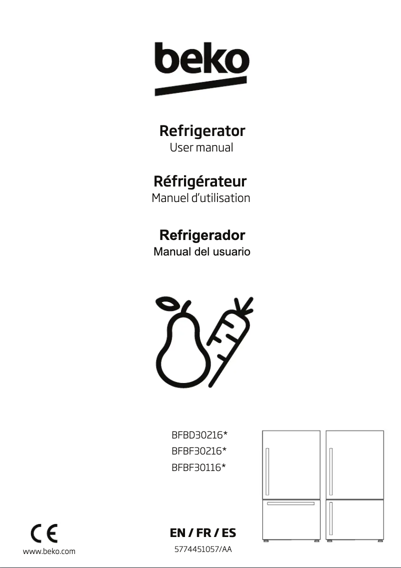 Imagen de la primera página del manual del dispositivo BFBF30116WHIM