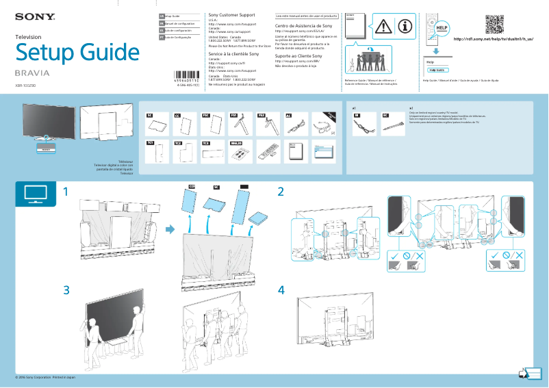 Imagen de la primera página del manual del dispositivo Bravia XBR-100Z9D