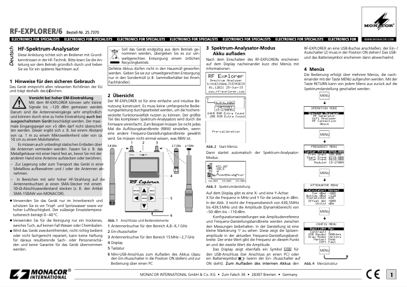 Página 1 del manual Manual de usuario Monacor RF-EXPLORER/6