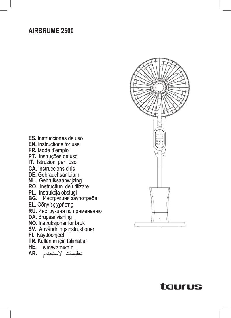 Página 1 del manual Manual de usuario Taurus Airbrume 2500