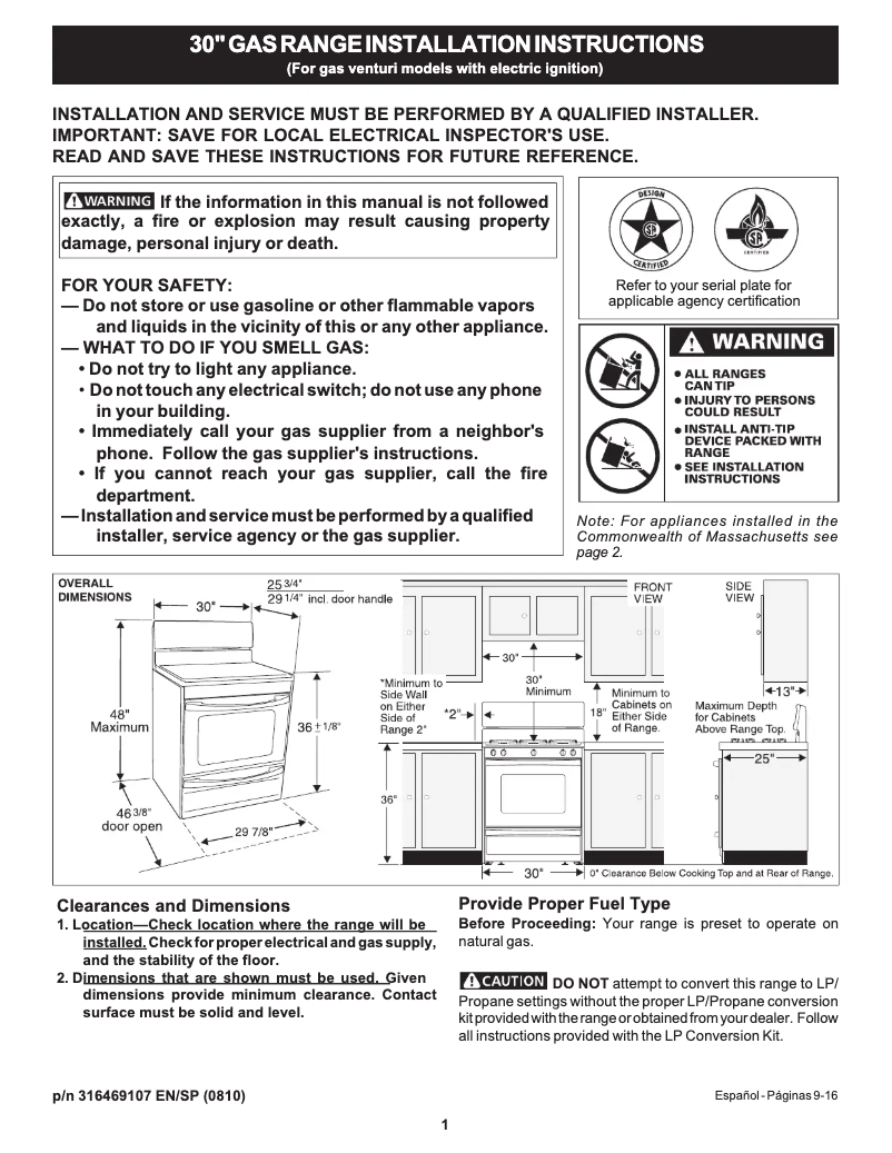 Imagen de la primera página del manual del dispositivo FFGF3012TW