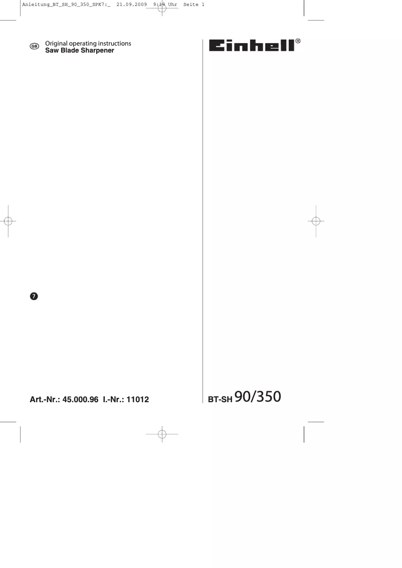 Imagen de la primera página del manual del dispositivo BT-SH 90/350