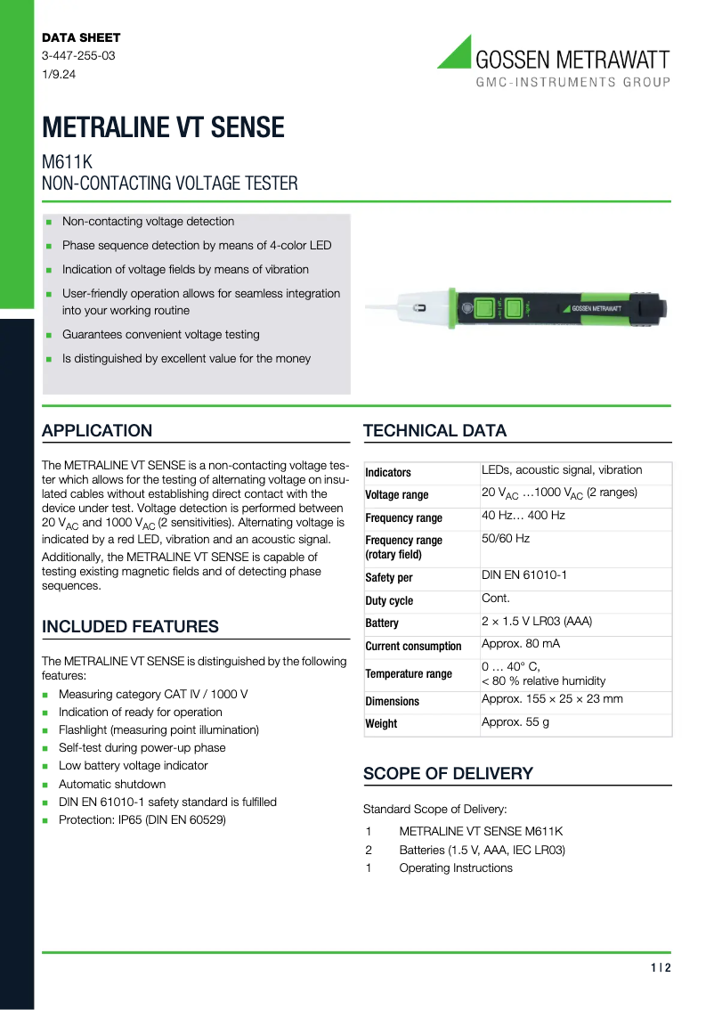 Imagen de la primera página del manual del dispositivo METRALINE VT SENSE M611K