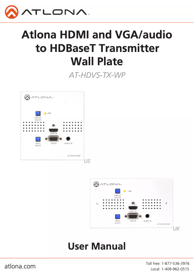 Imagen de la primera página del manual del dispositivo AT-HDVS-TX-WP