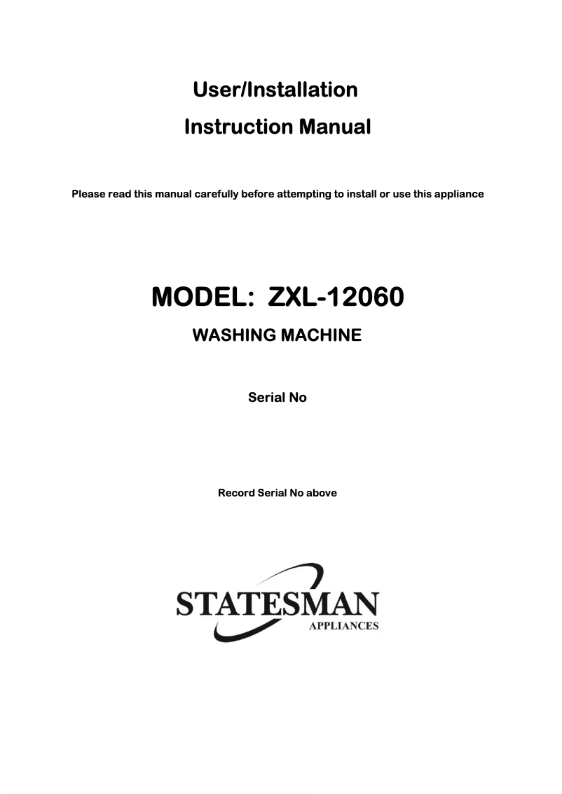 Página 1 del manual Manual de usuario Statesman ZXL-12060