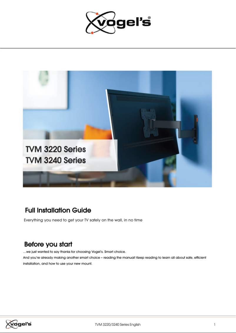Página nº 1 - Guía de instalación Vogel's TVM 3245