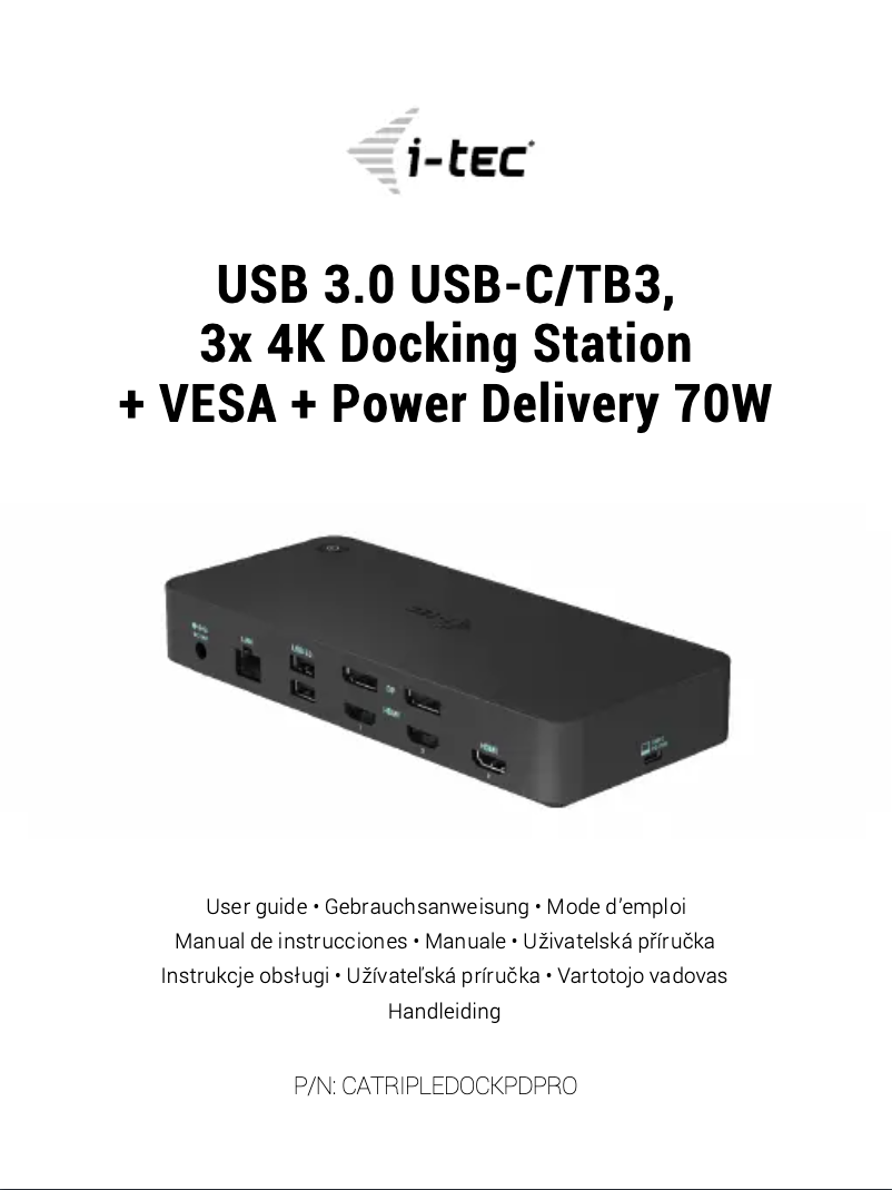 Imagen de la primera página del manual del dispositivo CATRIPLEDOCKVGAPD