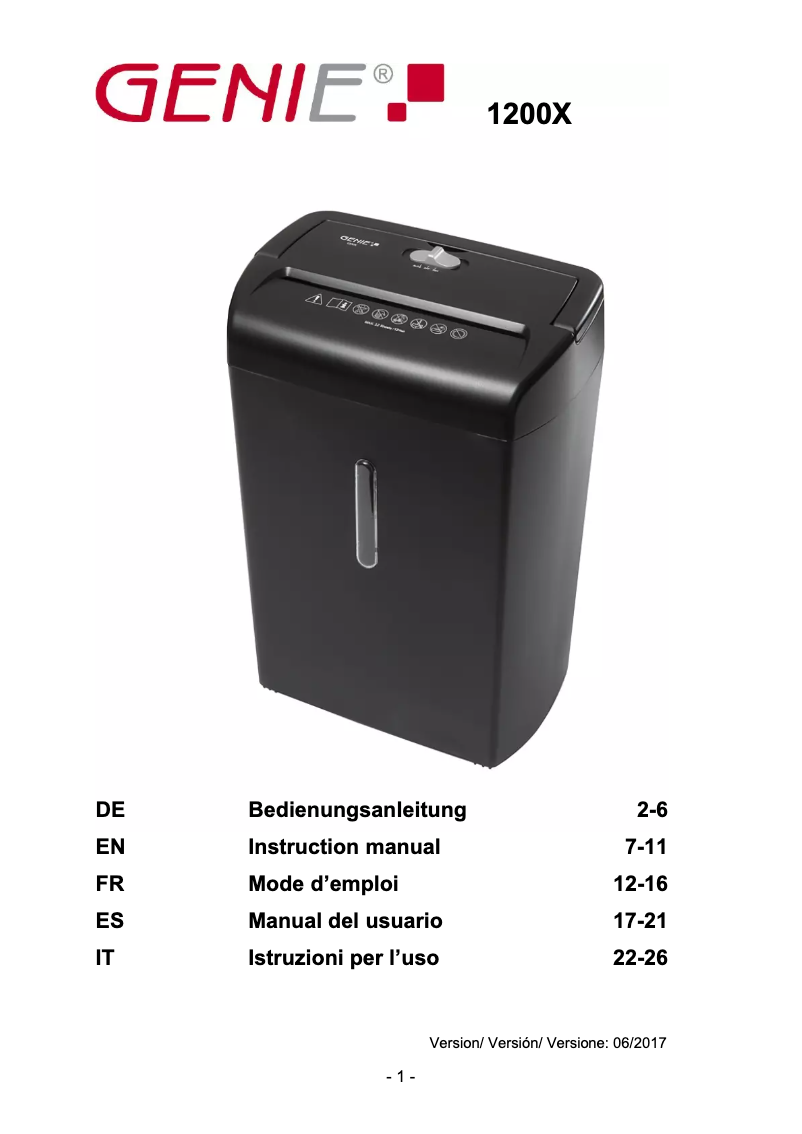 Página 1 del manual Manual de usuario Genie 1200X