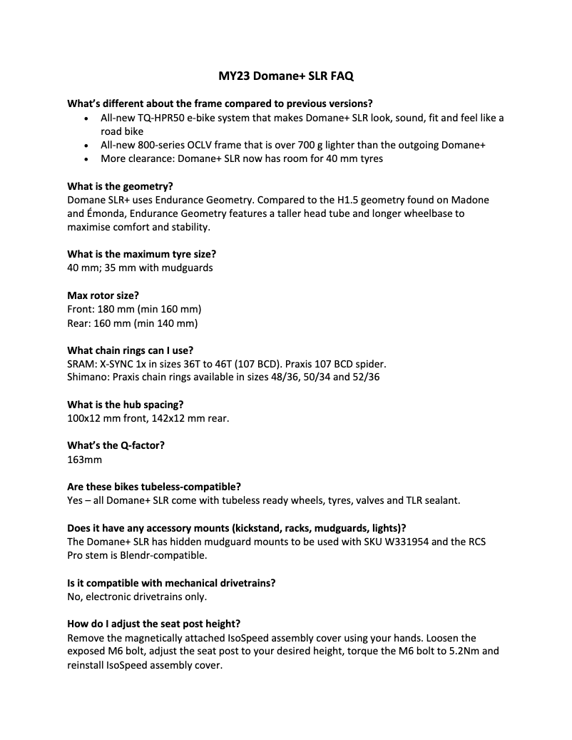 Imagen de la primera página del manual del dispositivo Domane+ SLR 6 AXS