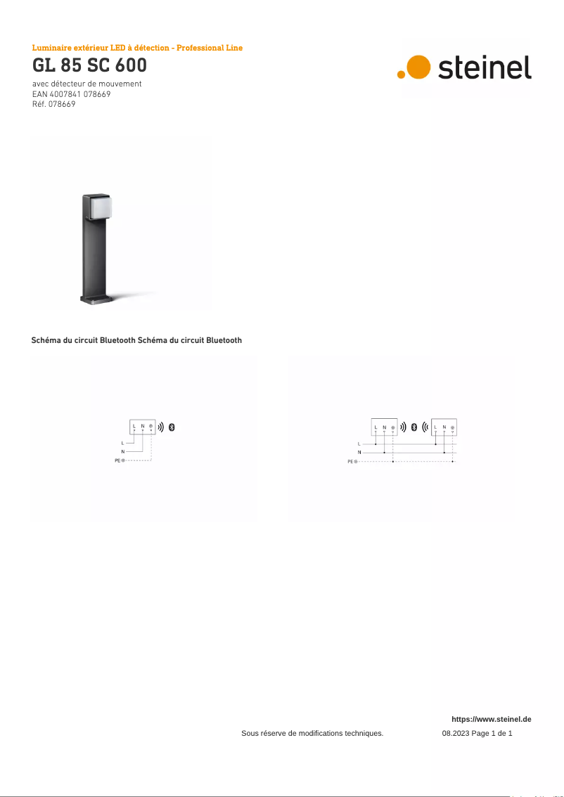 Página 1 del manual Diagrama de cableado Steinel GL 85 SC 600