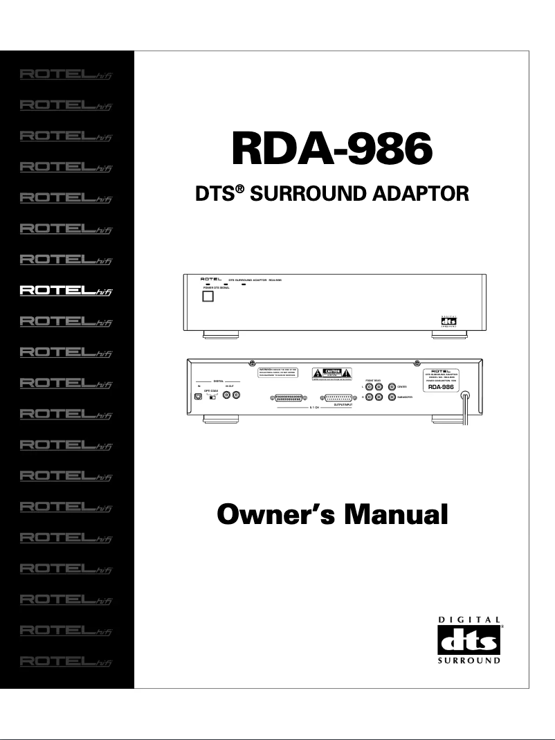 Página nº 1 - Manual de usuario Rotel RDA986