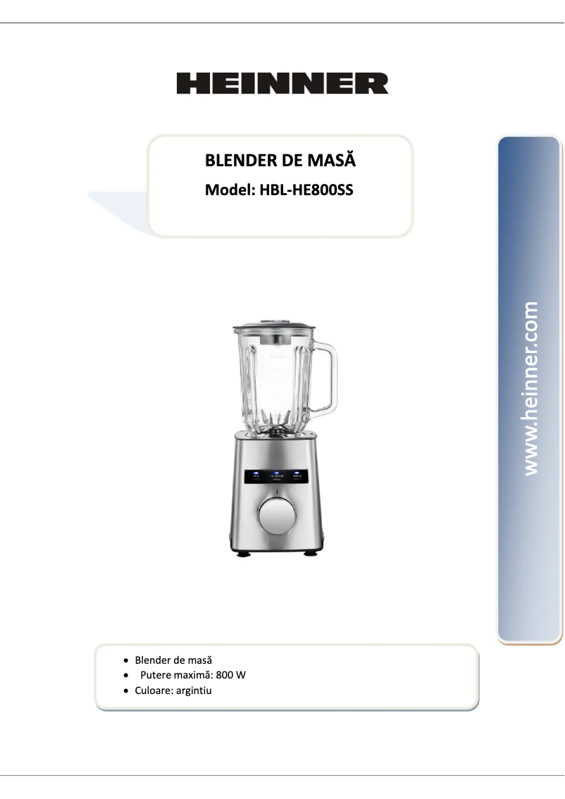 Imagen de la primera página del manual del dispositivo HBL-HE800SS