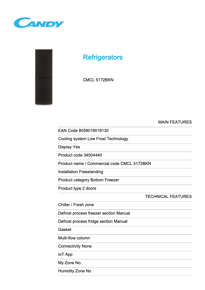 Imagen de la primera página del manual del dispositivo CMCL 5172BKN