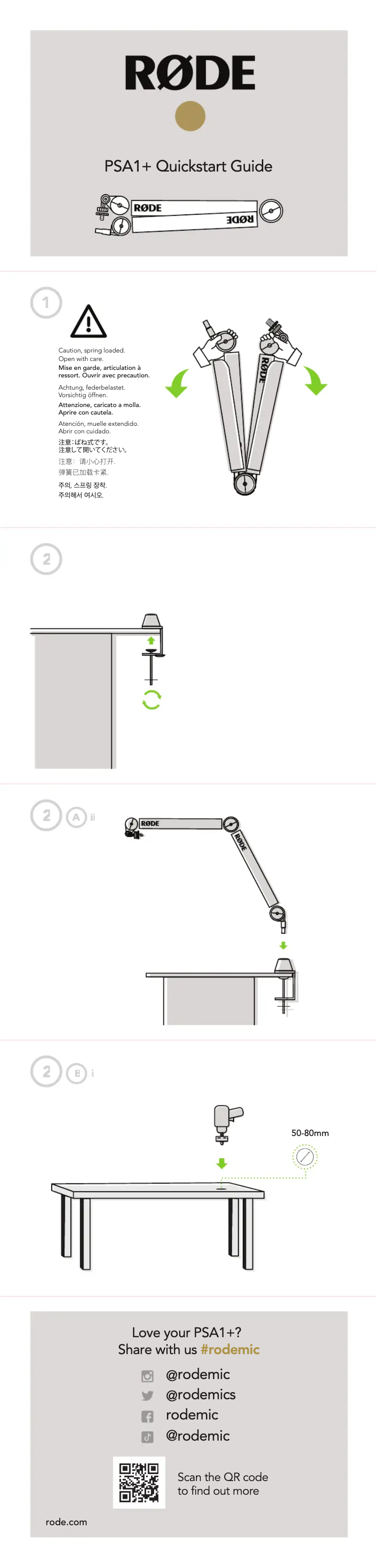 Página 1 del manual Guía de inicio rápido Røde PSA-1