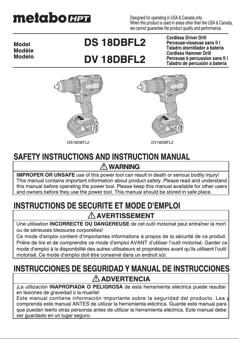 Imagen de la primera página del manual del dispositivo DS 18DBFL2