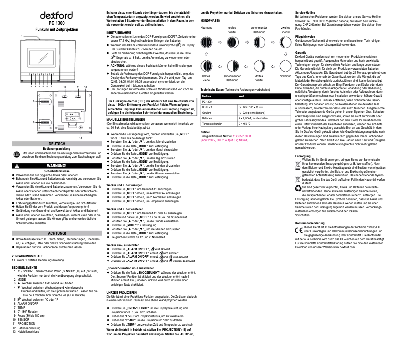 Página 1 del manual Manual de usuario Dexford PC1300