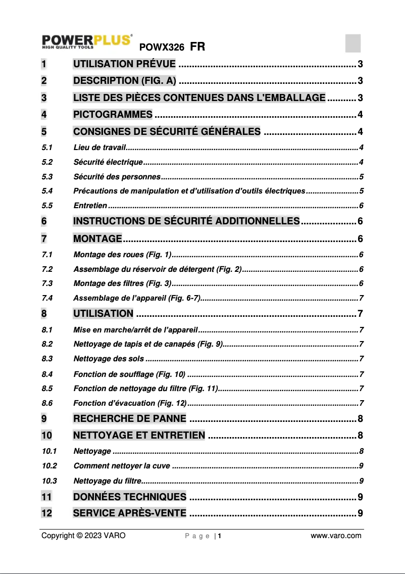 Imagen de la primera página del manual del dispositivo POWX326