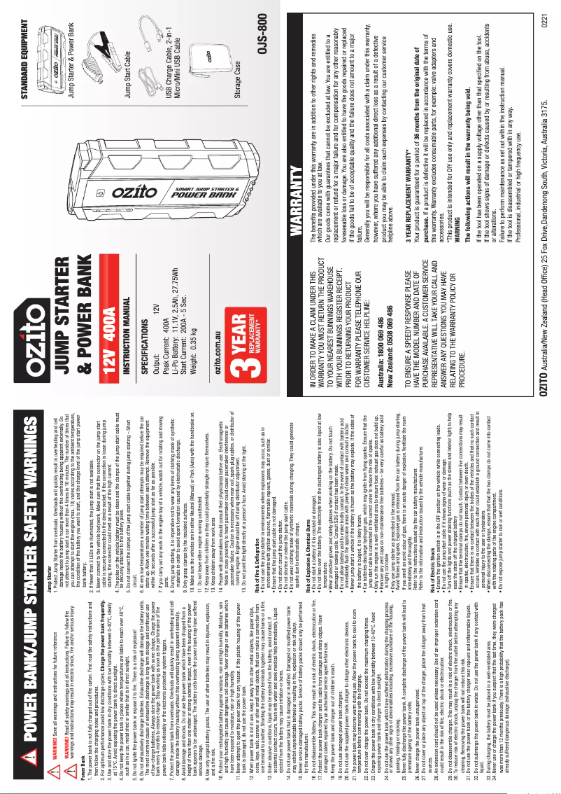Imagen de la primera página del manual del dispositivo OJS-800