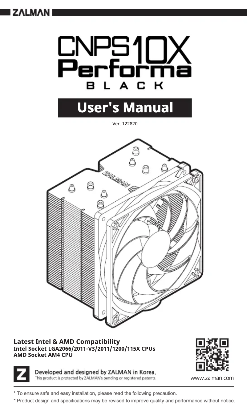 Página 1 del manual Manual de usuario Zalman CNPS10X Performa