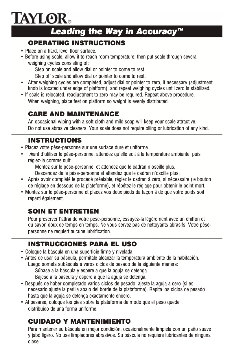 Página 1 del manual Manual de usuario Taylor 2020W