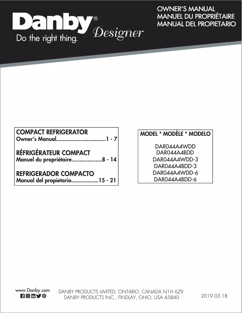 Imagen de la primera página del manual del dispositivo DAR044A4