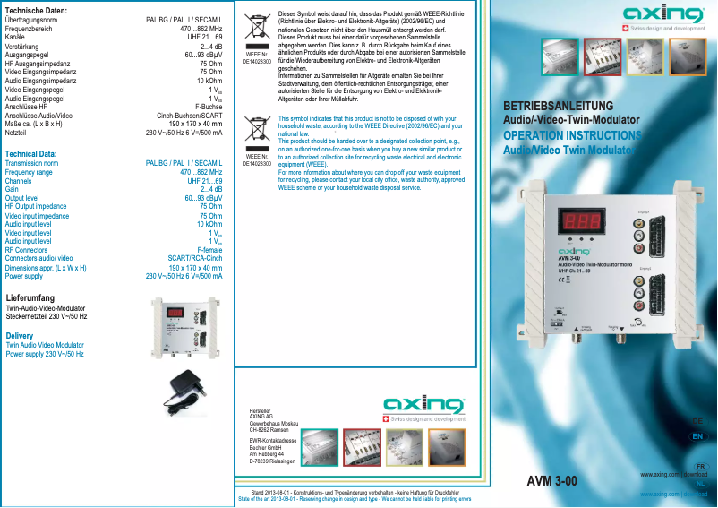 Página 1 del manual Manual de usuario Axing AVM 3-00