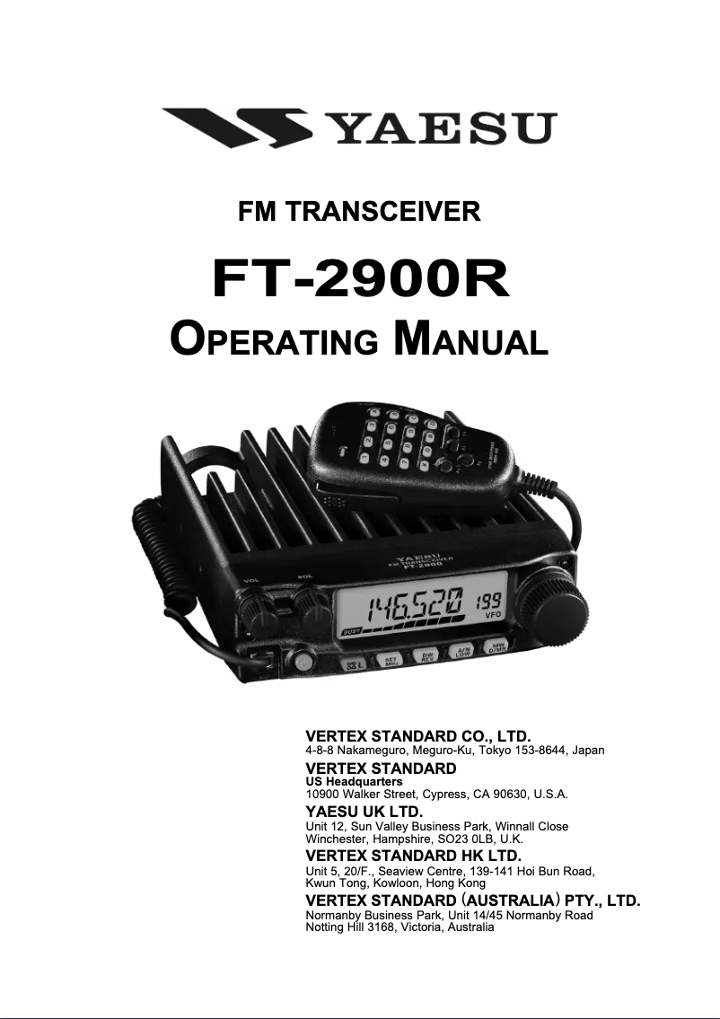 Página nº 1 - Manual de usuario Yaesu FT-2900R