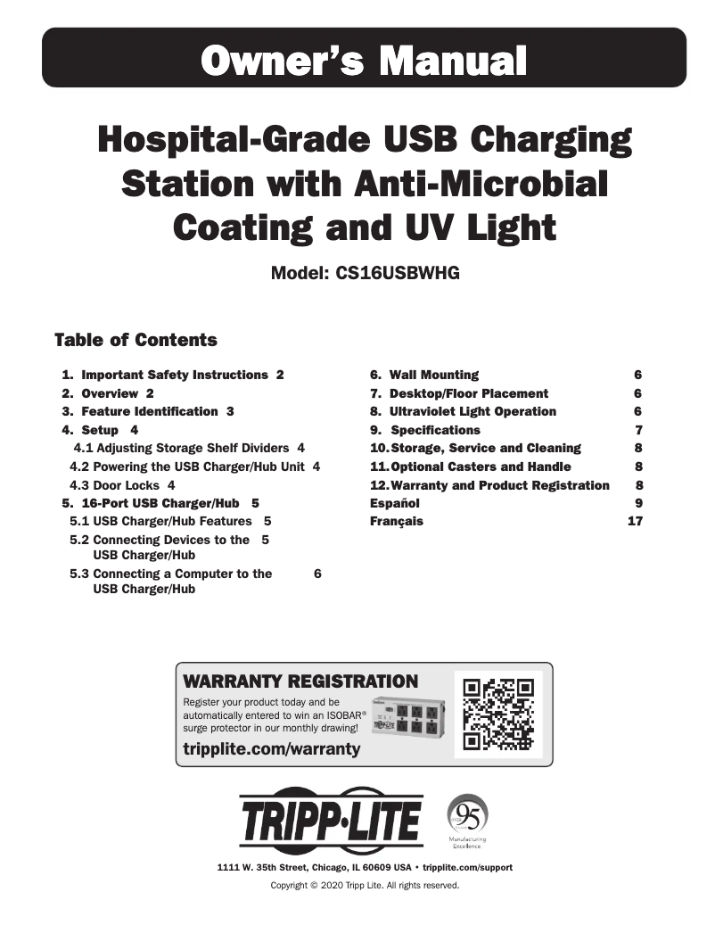 Imagen de la primera página del manual del dispositivo CS16USBWHG