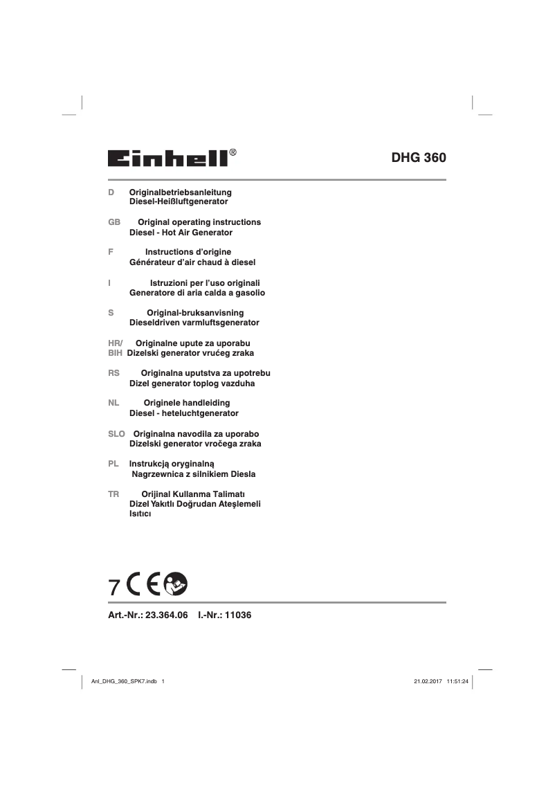 Página 1 del manual Manual de usuario Einhell DHG 360