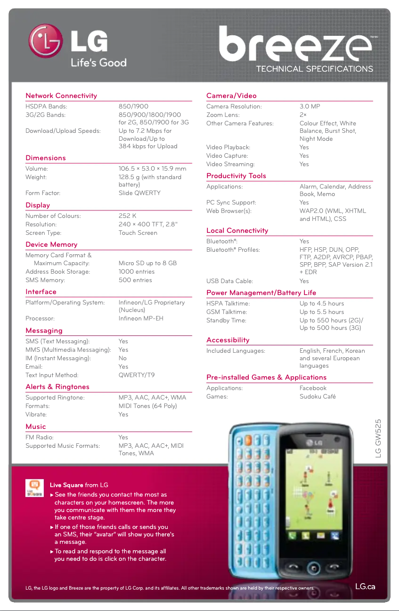 Imagen de la primera página del manual del dispositivo GW525G