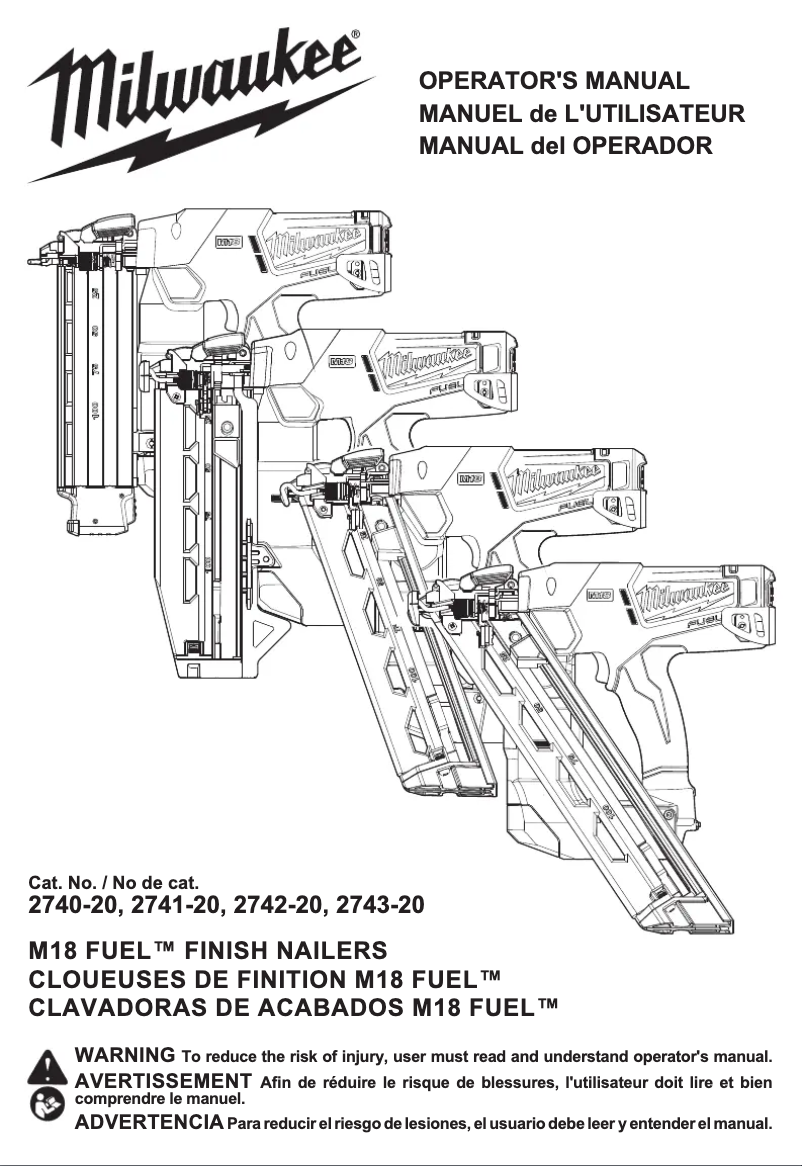 Imagen de la primera página del manual del dispositivo M18 Fuel 2741-21CT