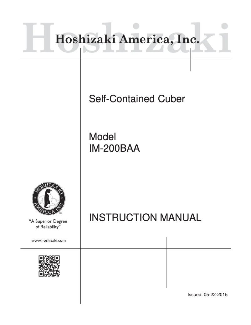 Página 1 del manual Manual de uso y mantenimiento Hoshizaki IM-200BAA