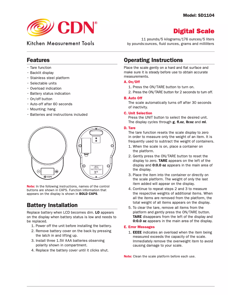 Página 1 del manual Manual de usuario CDN SD1104