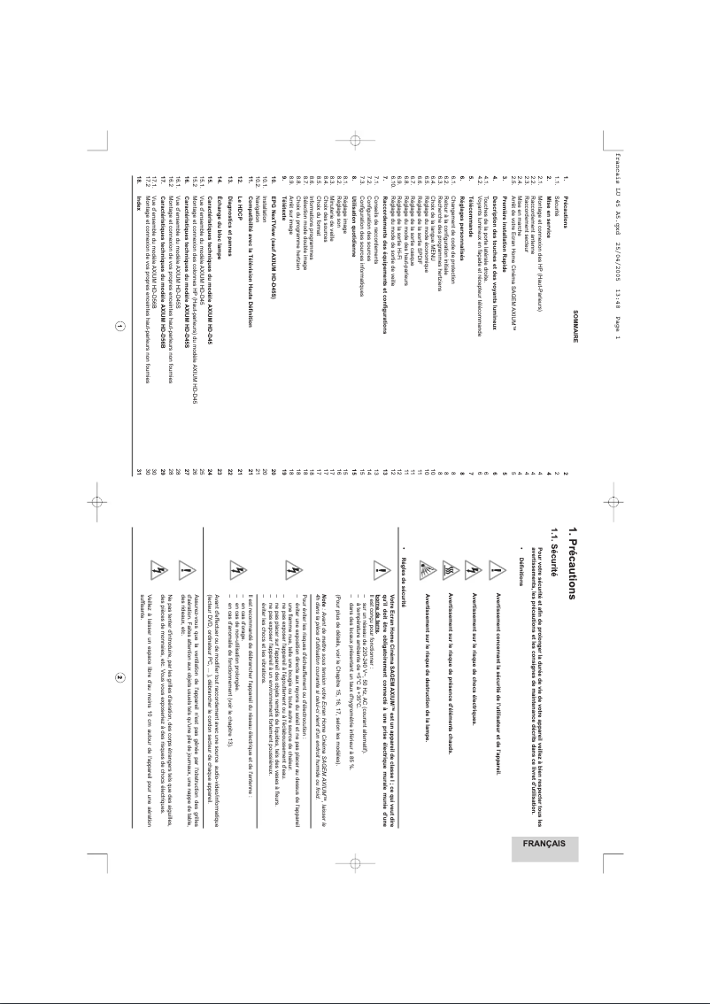 Página 1 del manual Manual de usuario Sagem Axium HD-D56B