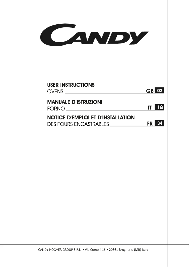 Página 1 del manual Manual de usuario Candy FCDNE808VX