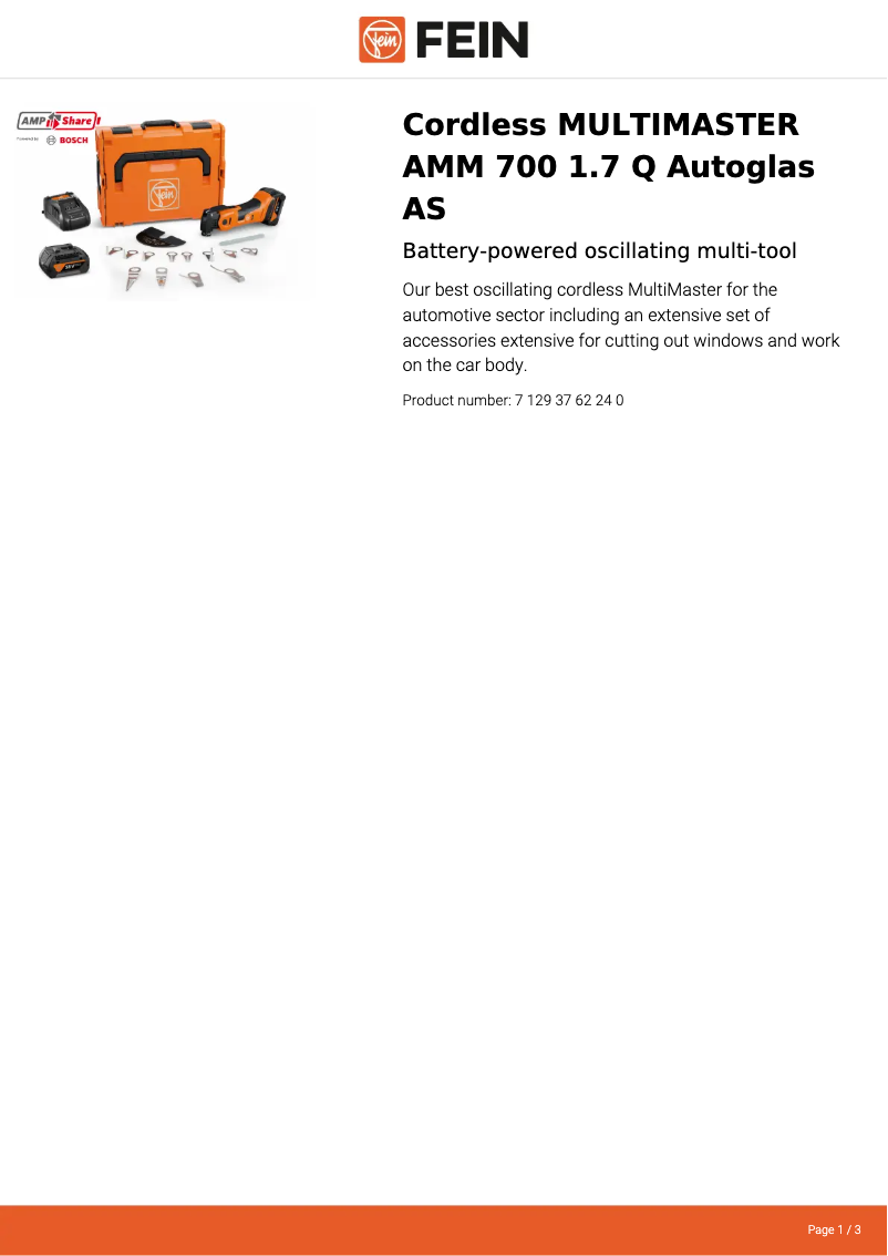 Imagen de la primera página del manual del dispositivo Multimaster AMM 700 1.7 Q Autoglas AS