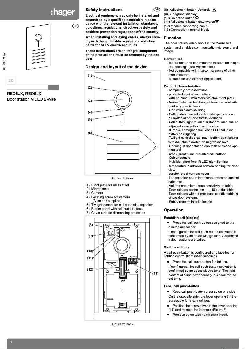 Imagen de la primera página del manual del dispositivo REQ524X