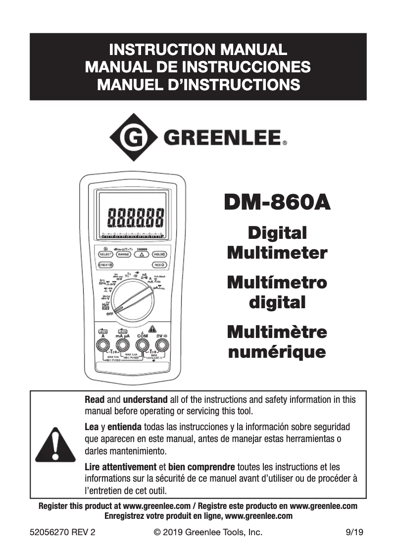 Imagen de la primera página del manual del dispositivo DM-860A