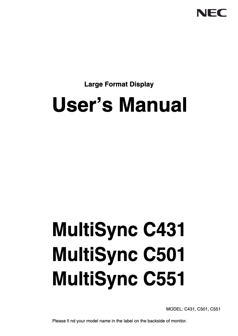 Página nº 1 - Manual de usuario NEC C501