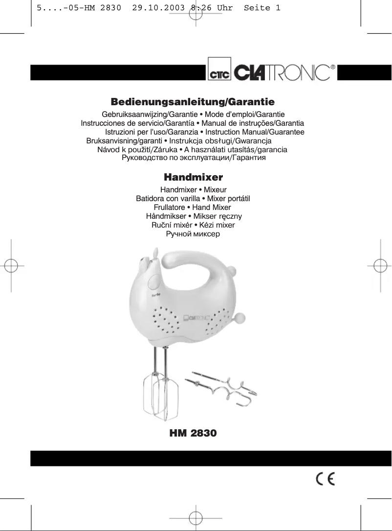Página 1 del manual Manual de usuario Clatronic HM 2830