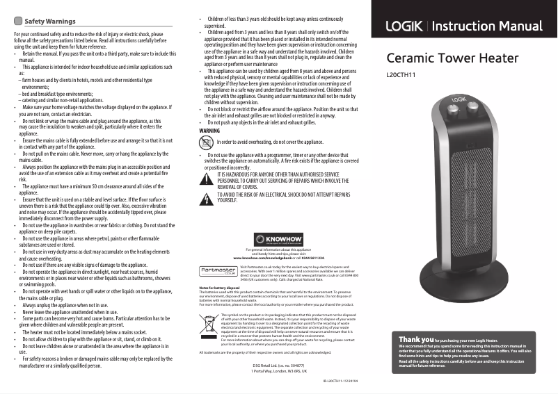 Imagen de la primera página del manual del dispositivo L20CTH11